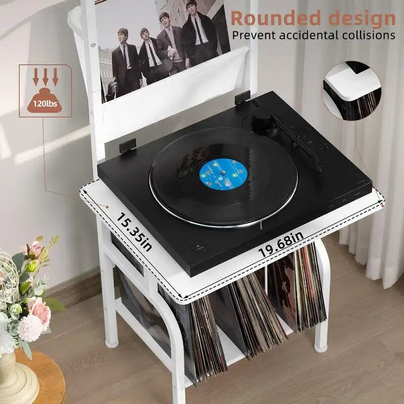 Mobiletto porta Giradischi con Portadischi in Vinile – 49.99 x 38.99 x 144.00 cm