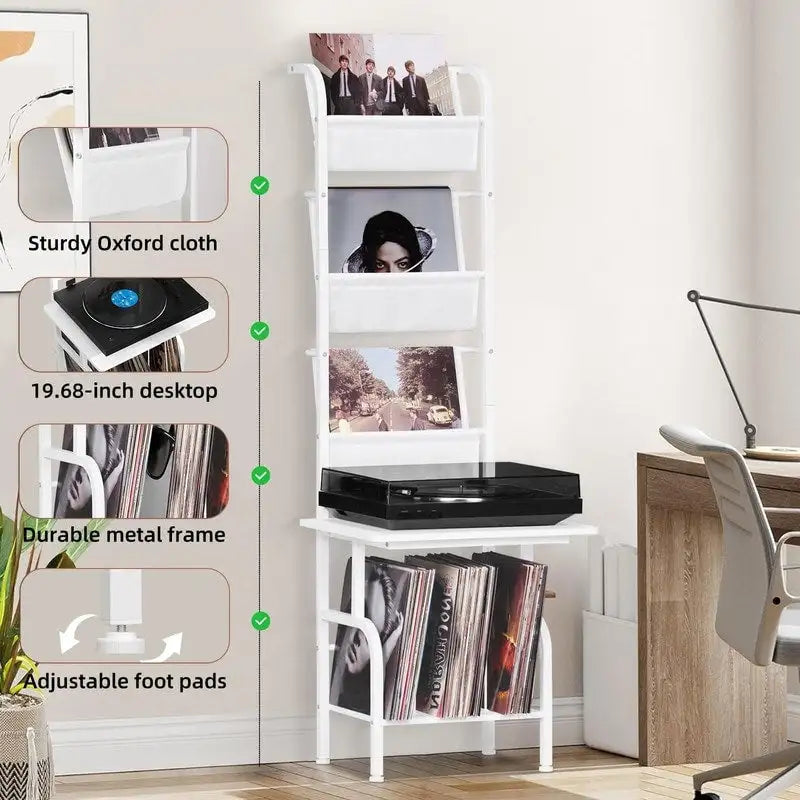 Mobiletto porta Giradischi con Portadischi in Vinile – 49.99 x 38.99 x 144.00 cm