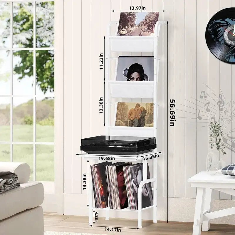 Mobiletto porta Giradischi con Portadischi in Vinile – 49.99 x 38.99 x 144.00 cm