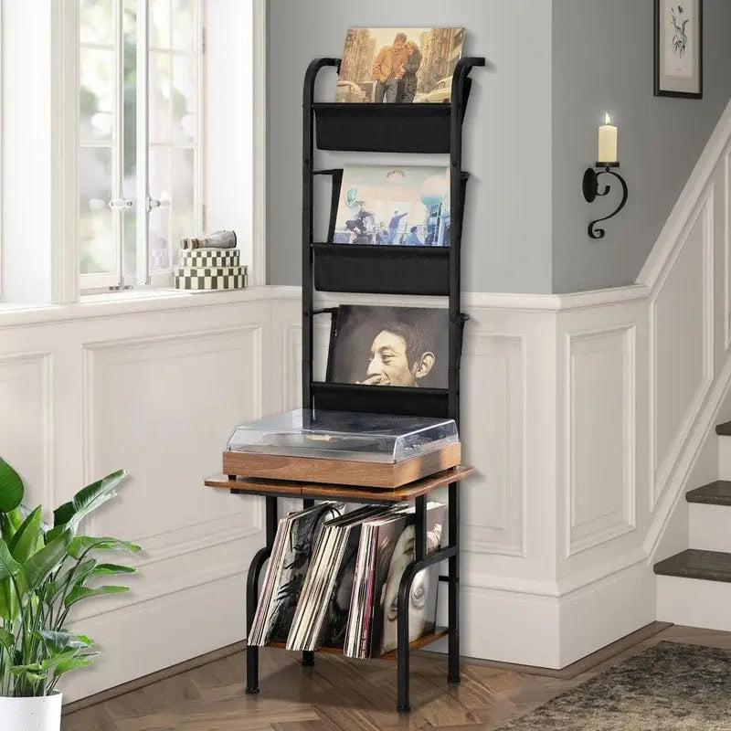 Mobiletto porta Giradischi con Portadischi in Vinile – 49.99 x 38.99 x 144.00 cm