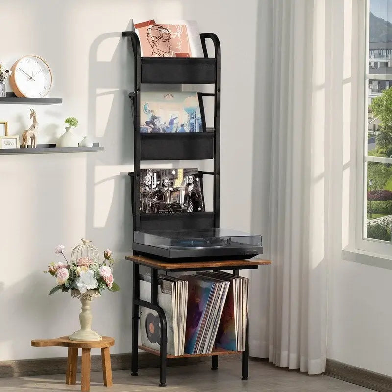 Mobiletto porta Giradischi con Portadischi in Vinile – 49.99 x 38.99 x 144.00 cm