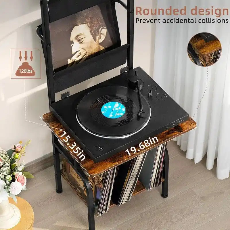 Mobiletto porta Giradischi con Portadischi in Vinile – 49.99 x 38.99 x 144.00 cm