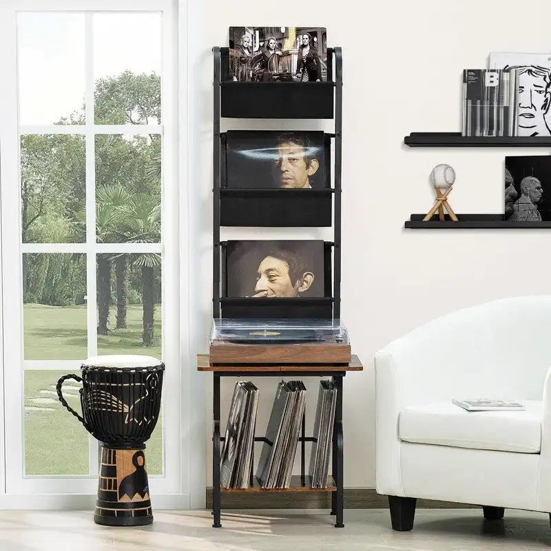 Mobiletto porta Giradischi con Portadischi in Vinile – 49.99 x 38.99 x 144.00 cm