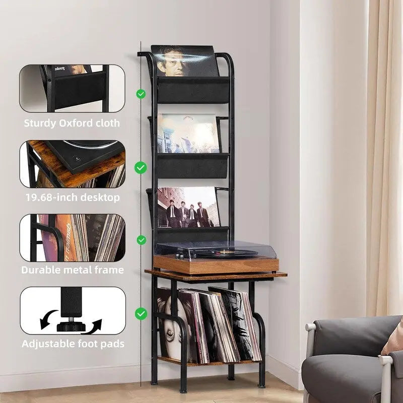 Mobiletto porta Giradischi con Portadischi in Vinile – 49.99 x 38.99 x 144.00 cm
