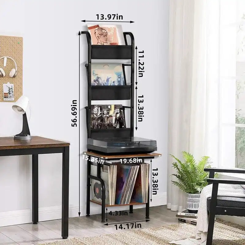 Mobiletto porta Giradischi con Portadischi in Vinile – 49.99 x 38.99 x 144.00 cm
