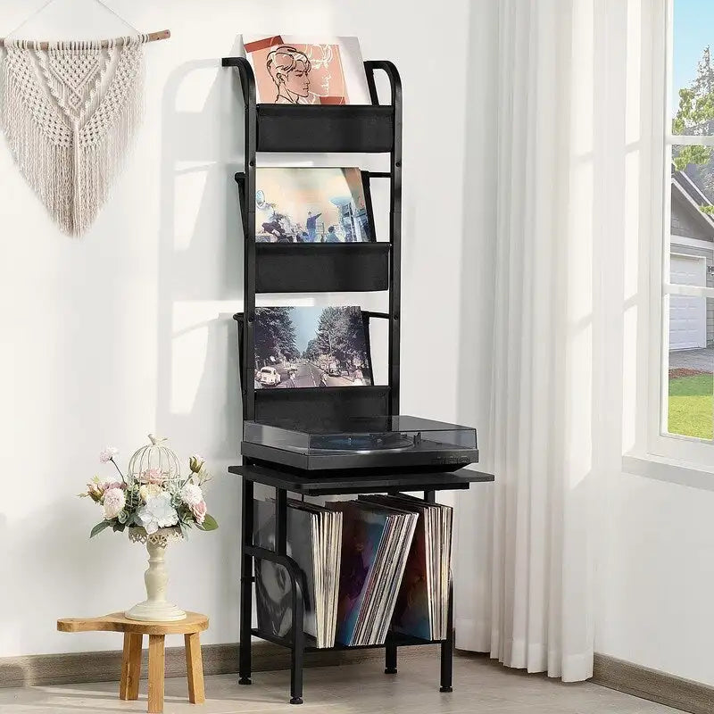 Mobiletto porta Giradischi con Portadischi in Vinile – 49.99 x 38.99 x 144.00 cm