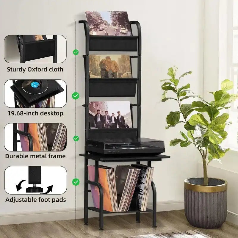 Mobiletto porta Giradischi con Portadischi in Vinile – 49.99 x 38.99 x 144.00 cm