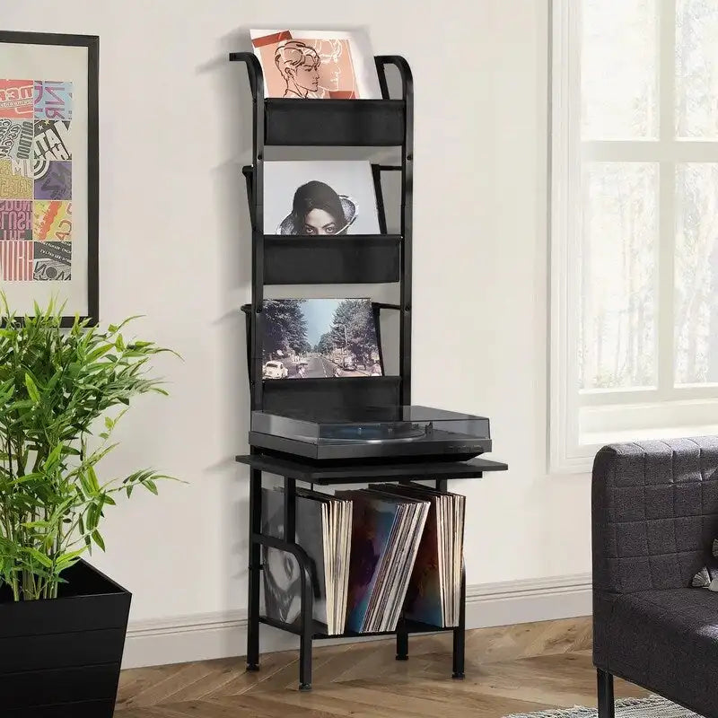 Mobiletto porta Giradischi con Portadischi in Vinile – 49.99 x 38.99 x 144.00 cm
