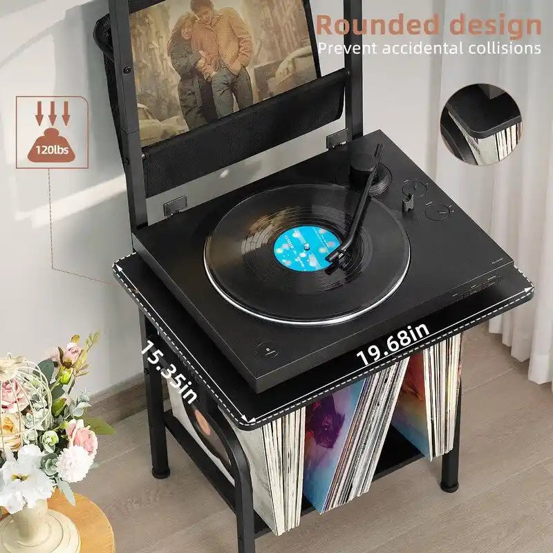 Mobiletto porta Giradischi con Portadischi in Vinile – 49.99 x 38.99 x 144.00 cm