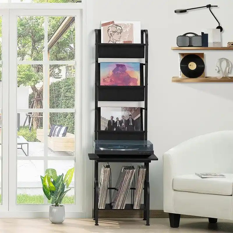 Mobiletto porta Giradischi con Portadischi in Vinile – 49.99 x 38.99 x 144.00 cm