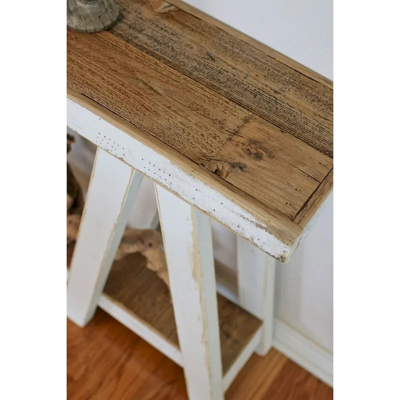 Consolle in legno di recupero – Finitura anticata bianca