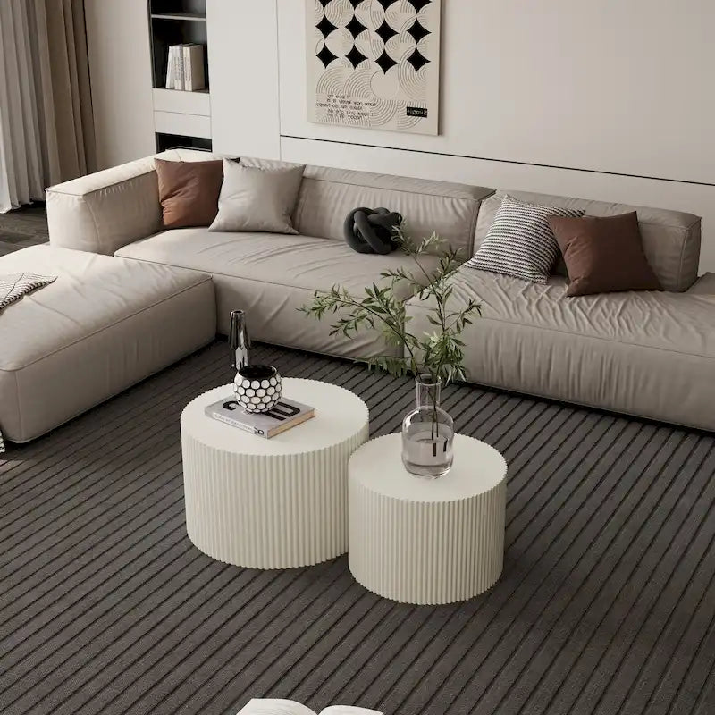 Set di tavolini da caffè sovrapponibili Wave Stripe (2 pezzi)