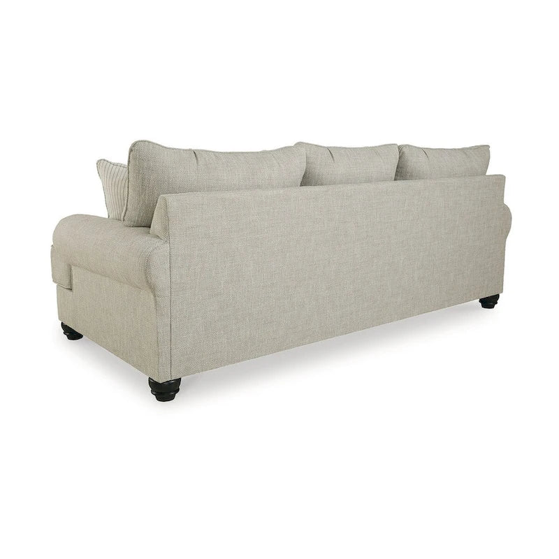 Divano in tessuto beige con braccioli arrotolati – 98L x 44P x 40A