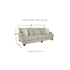 Divano in tessuto beige con braccioli arrotolati – 98L x 44P x 40A