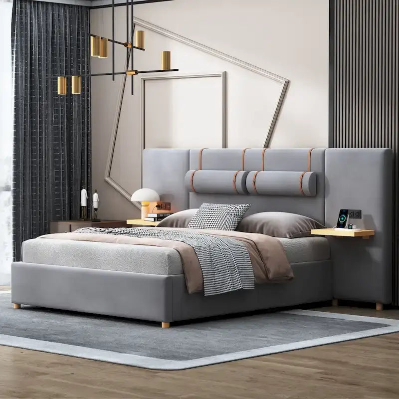 Letto matrimoniale imbottito a piattaforma