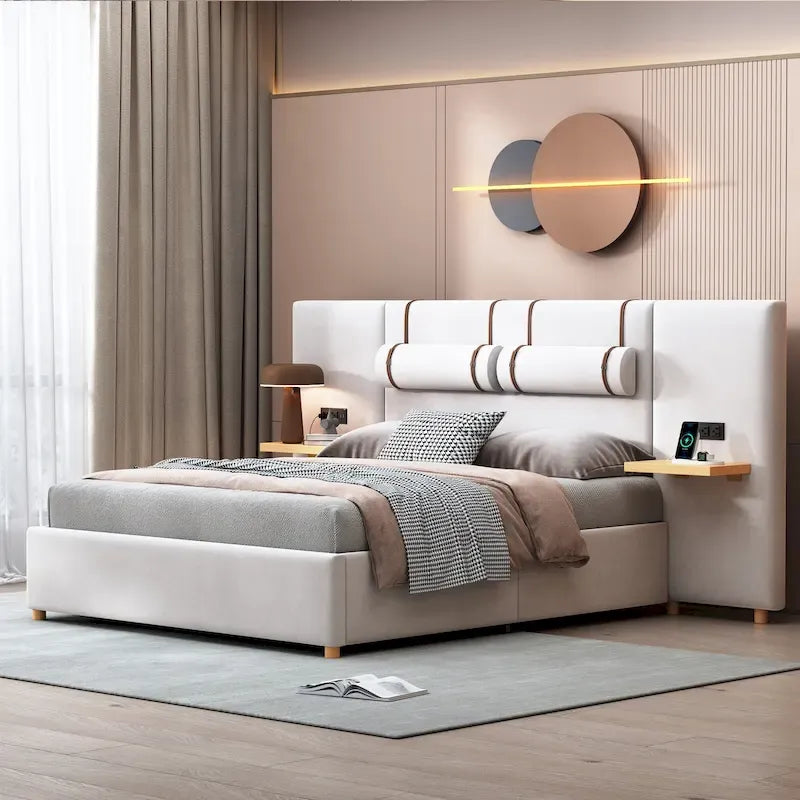 Letto matrimoniale imbottito a piattaforma