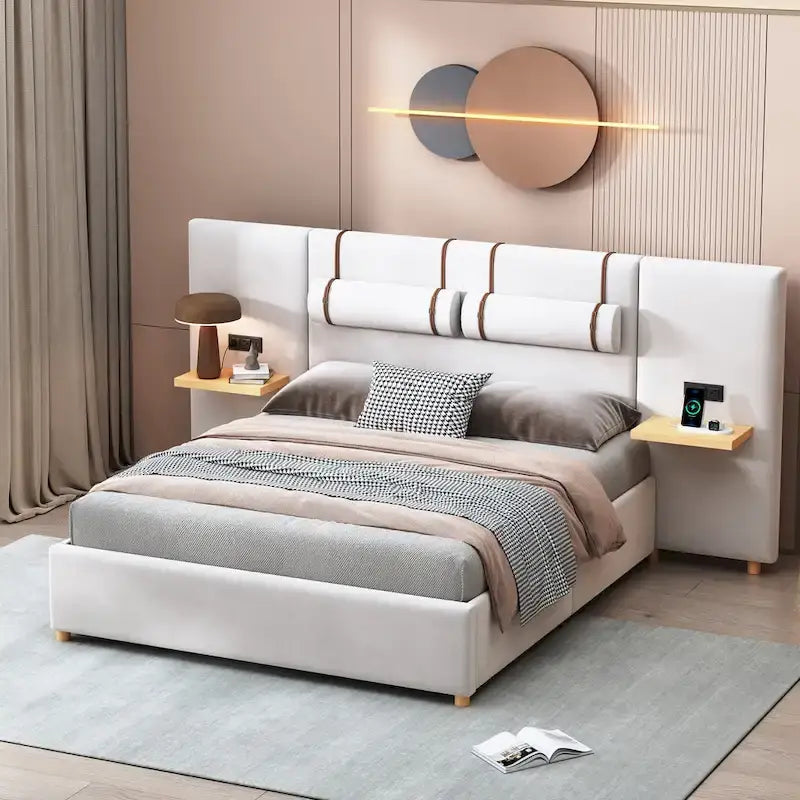 Letto matrimoniale imbottito a piattaforma