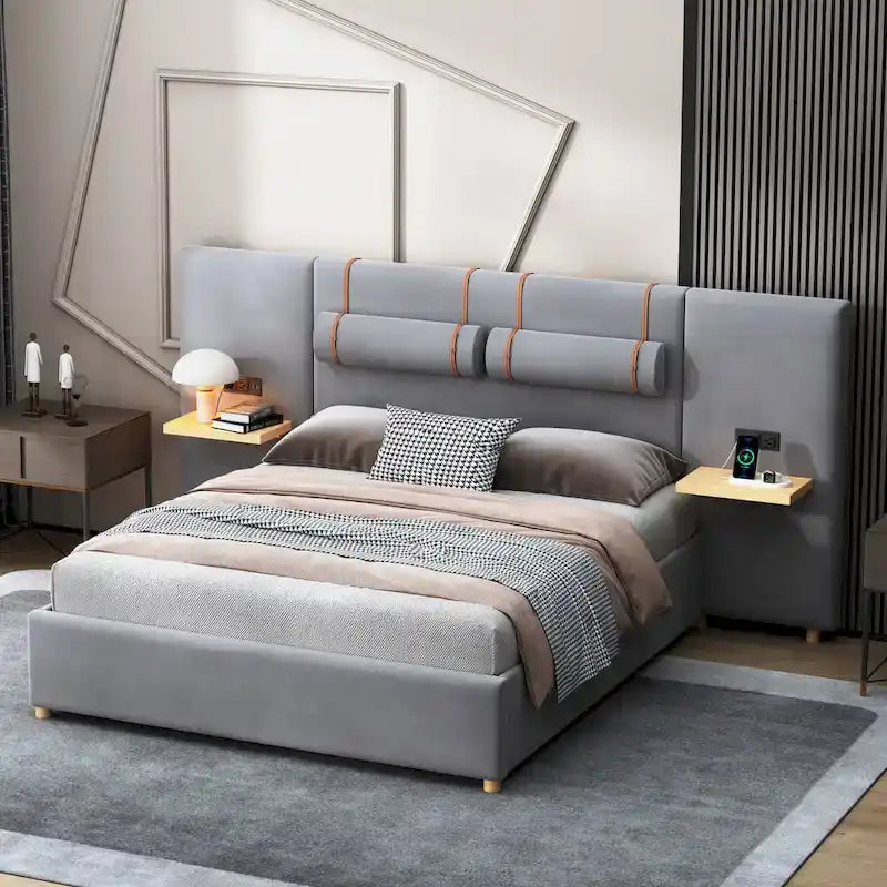 Letto matrimoniale imbottito a piattaforma