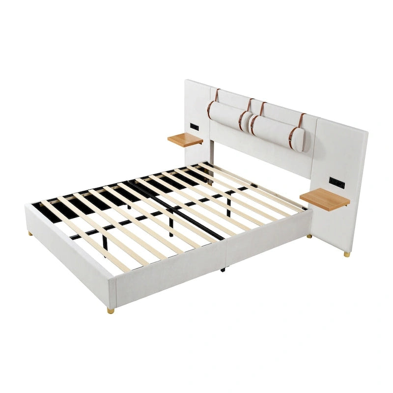 Letto matrimoniale imbottito a piattaforma