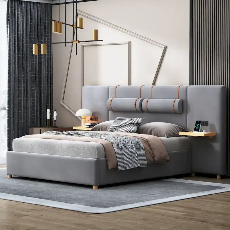 Letto matrimoniale imbottito a piattaforma