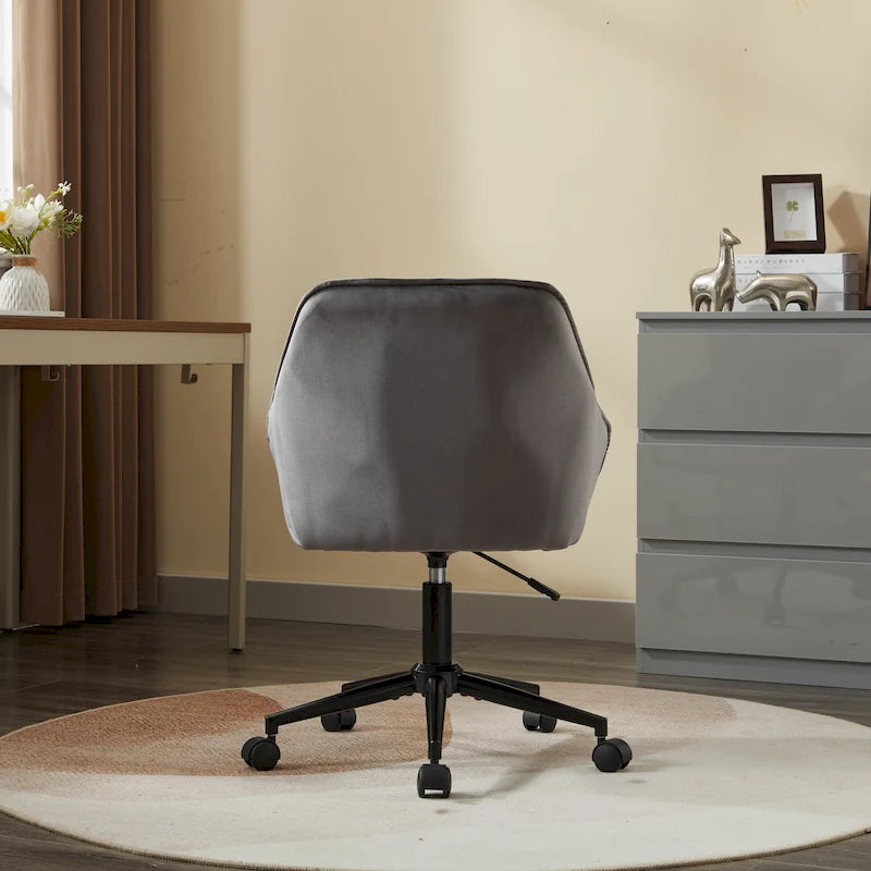 Sedia da ufficio in velluto con sedile ampio e base girevole