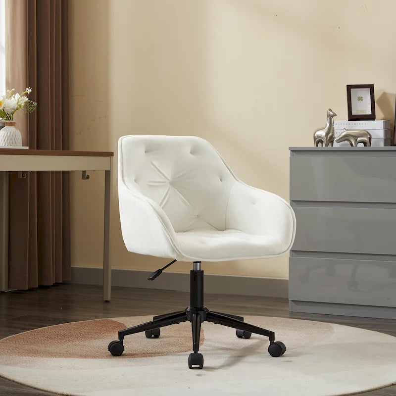 Sedia da ufficio in velluto con sedile ampio e base girevole