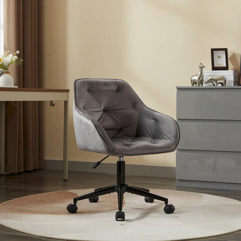 Sedia da ufficio in velluto con sedile ampio e base girevole