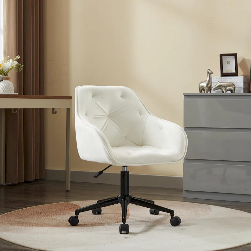 Sedia da ufficio in velluto con sedile ampio e base girevole