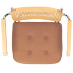 Sedia da pranzo Coralia con braccioli, 48 cm, set da 2 - Schienale in rattan, seduta trapuntata, gambe in acciaio